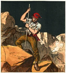Uso de pólvora en una cantera de piedra, 1867
