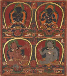Vajradhara, Nairatmya, y Mahasiddhas Virupa y Kanha, c. 1450