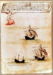 La flota de Vasco da Gama en el mar, 1497