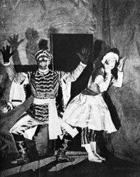 Vaslav Nijinsky, bailarín de ballet ruso, en Petrushka, París, 1912