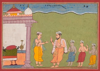 Vasudeva se encuentra con Nanda de un Bhagavata Purana, 1610