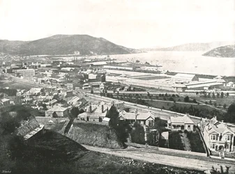 Vista desde Maitland Street, Dunedin, Nueva Zelanda, 1895