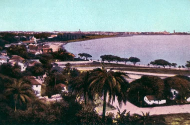Vista desde Malabar Hill, Bombay, India, principios del siglo XX