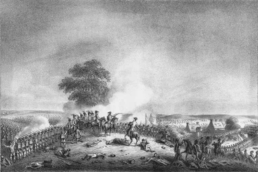 Vista desde Mont St. Jean de la Batalla de Waterloo, 1815