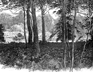 Vista en Claremont Park, Surrey, 1900