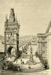 Vista en Praga - La Torre del Puente, 1890