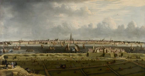 Vista de Amberes desde el Vlaams Hoofd
