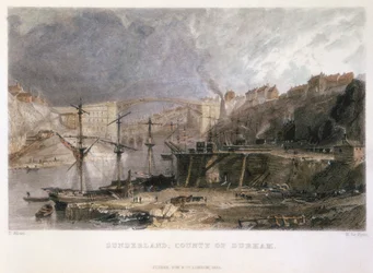 Vista de Sunderland y el Puente de Hierro mirando hacia el este, 1833