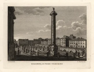 Vista de la Columna de Trajano y el Foro de Trajano, Colonna e Foro Trajano