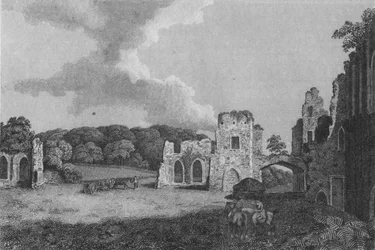 Vista de parte de las ruinas de la Abadía de Santa Águeda: cerca de Eastby, Yorkshire, 1791