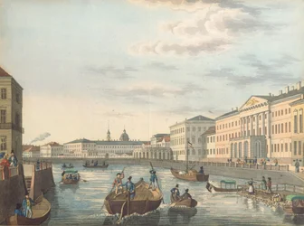 Vista del río Fontanka en San Petersburgo, 1820s