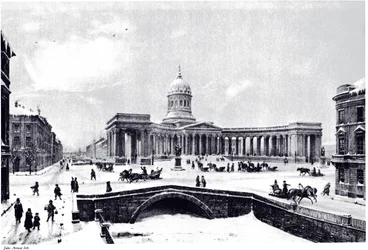 Vista de la Catedral de Kazán en San Petersburgo, c. 1850
