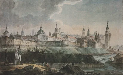 Vista del Kitay-gorod desde las ruinas de la lavandería de cañones, principios del siglo XIX