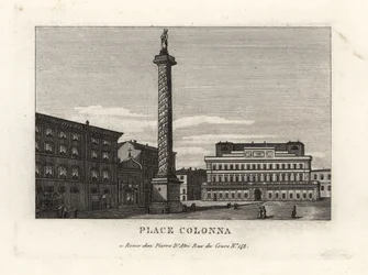 Vista de la Piazza Colonna con la Columna de Marco Aurelio, Roma