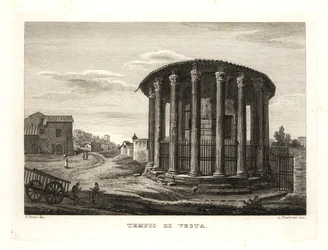Vista del Templo de Vesta, Tempio di Vesta, Roma