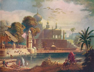Vista de los Templos y Mezquitas de Sassur, cerca de Poona, en el Decán, 1908