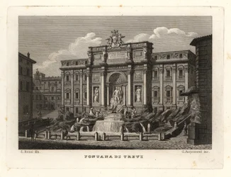 Vista de la Fuente de Trevi, Fontana di Trevi, Roma