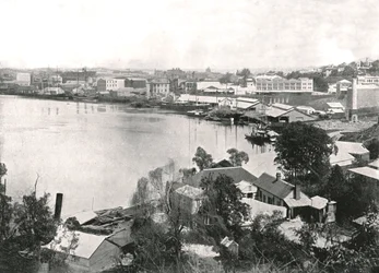 Vista de la ciudad y el río, Brisbane, Australia, 1895