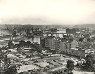 Vista de la ciudad de Praga, Checoslovaquia