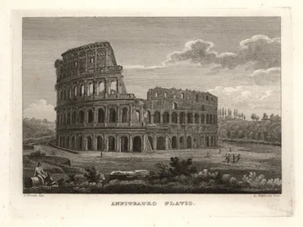 Vista de las ruinas del Anfiteatro Flavio, Roma