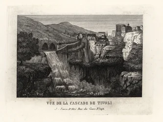 Vista de las cascadas en Tívoli, Italia