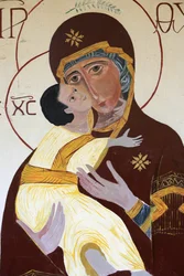 Pintura de la Virgen y el Niño en la abadía de Keur Moussa, Keur Moussa, Senegal