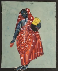 Vishnu en forma femenina de Mohini llevando Amrita para los dioses, 1800s