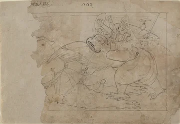 Vishnu en Garuda Matando a un Demonio, mediados del siglo XVIII