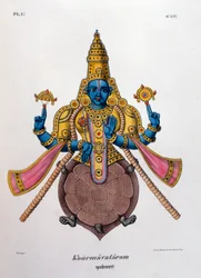 Vishnu, uno de los dioses de la trinidad hindú trimurti, 1828