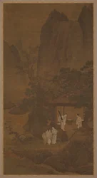 Visitante a un retiro en la montaña, dinastía Ming, siglo XVI