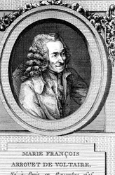 Voltaire, autor francés del siglo XVIII, dramaturgo, satírico y hombre de letras