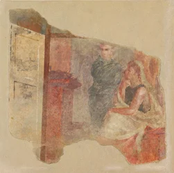 Fragmento de pintura mural de la pared norte de la Habitación H de la Villa de P. Fannius