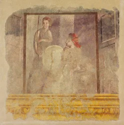 Fragmento de pintura mural de la pared norte de la Habitación H de la Villa de P. Fannius..., ca. 50-40 a.C.