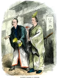 Juglares errantes en Yokohama, Japón, 1864