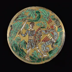 Guerrero luchando contra un dragón, c. 1170-1180