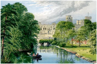 Castillo de Warwick, Warwickshire, hogar del Conde de Warwick, c. 1880