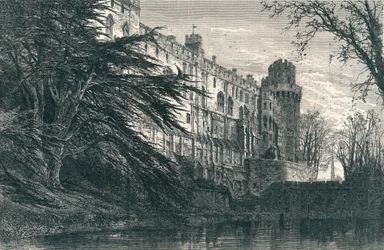 Castillo de Warwick desde el oeste, siglo XIX