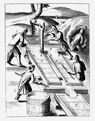 Lavando mineral para extraer oro, 1683