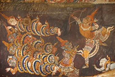Wat Bo, mural del Ramayana, Siem Reap, Camboya