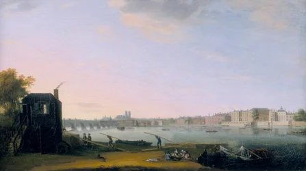 Puente de Westminster y Whitehall desde Lambeth, c. 1775