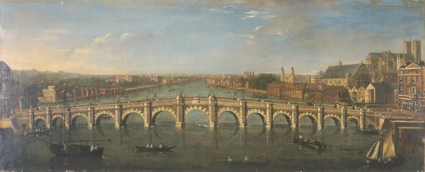 Puente de Westminster desde el río, mirando al sur, c1750