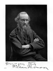 William Thomson, Lord Kelvin, matemático, físico e ingeniero irlandés-escocés, 1877