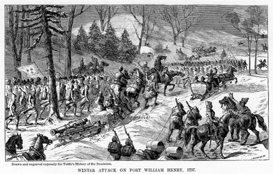 Ataque de invierno en Fort William Henry, Estado de Nueva York, 1757, c1877