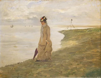 Mujer junto al mar, siglo XIX