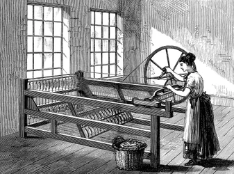 Mujer usando una Spinning Jenny, c1880