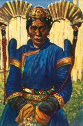 Mujer con tocado tradicional, Mongolia, c1928