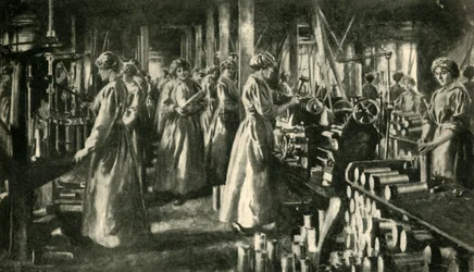 Mujeres trabajadoras para la guerra, c1914-1918, c1920