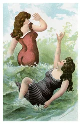 Mujeres bañándose, principios del siglo XX