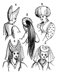 Tocados de mujeres, siglo XV, 1910