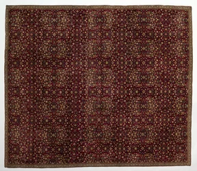 Alfombra de lana con decoración de millefleurs, principios de 1600